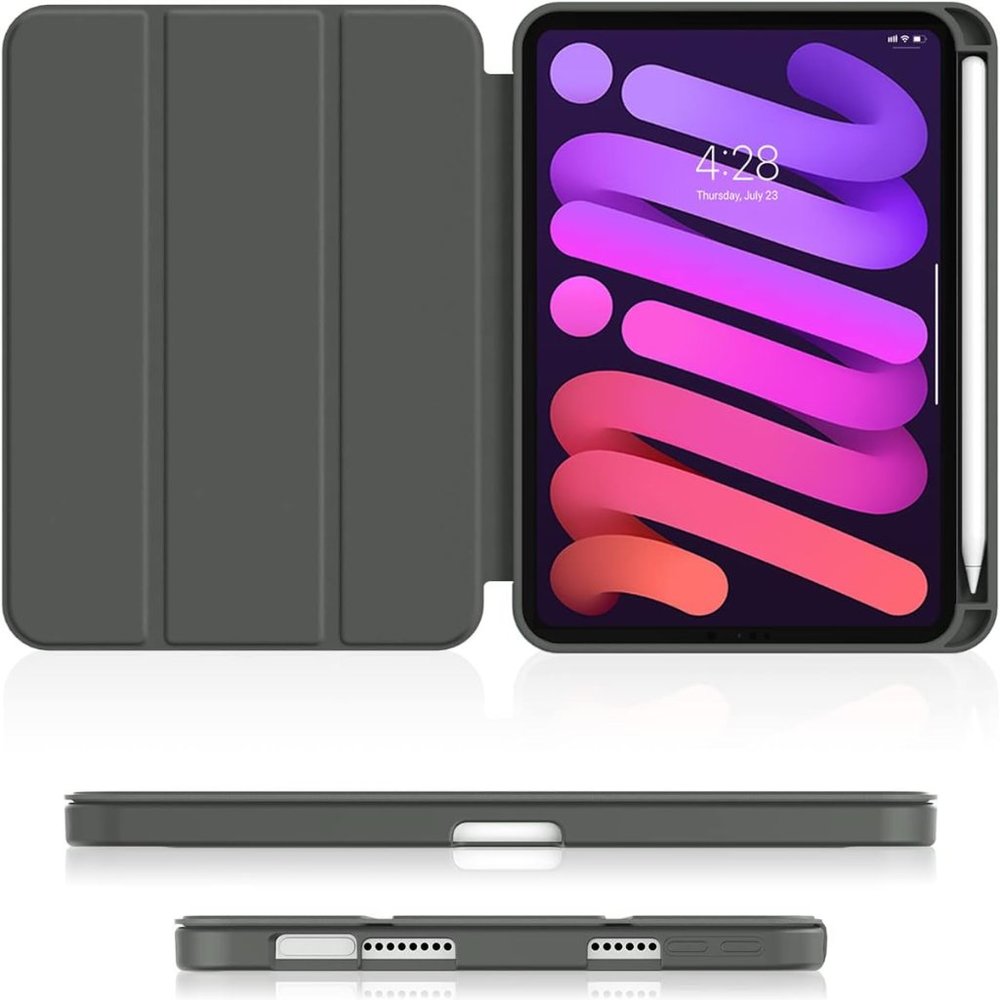 Space Gray iPad Mini 6 Case 2021 6th Generation with Pencil Holder - NEW